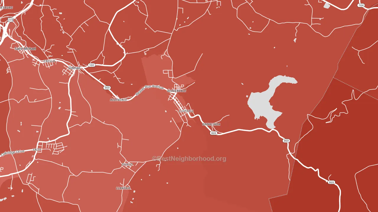 Beaverdale, PA block-group political-lean map