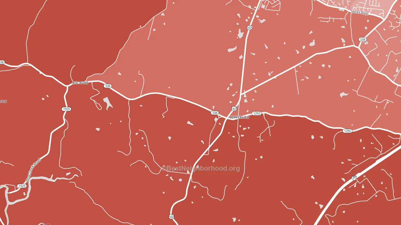 Beaverlick, KY block-group political-lean map