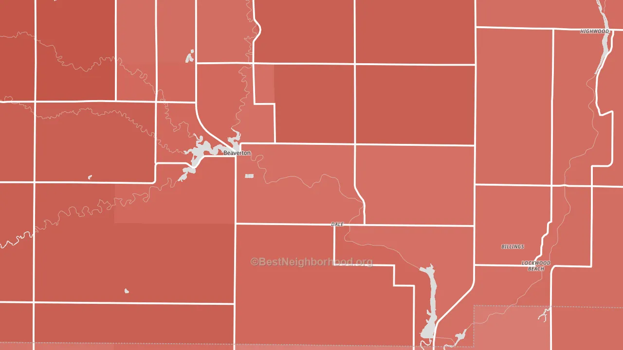 Beaverton, MI block-group political-lean map