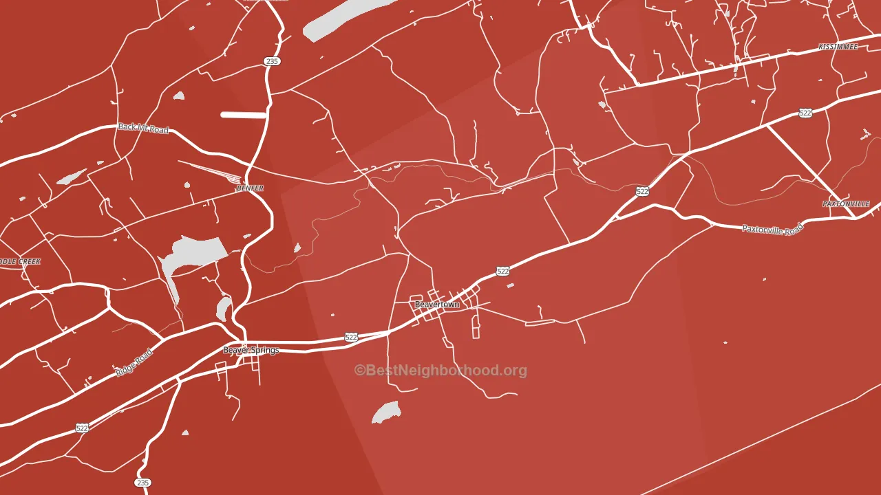 Beavertown, PA block-group political-lean map