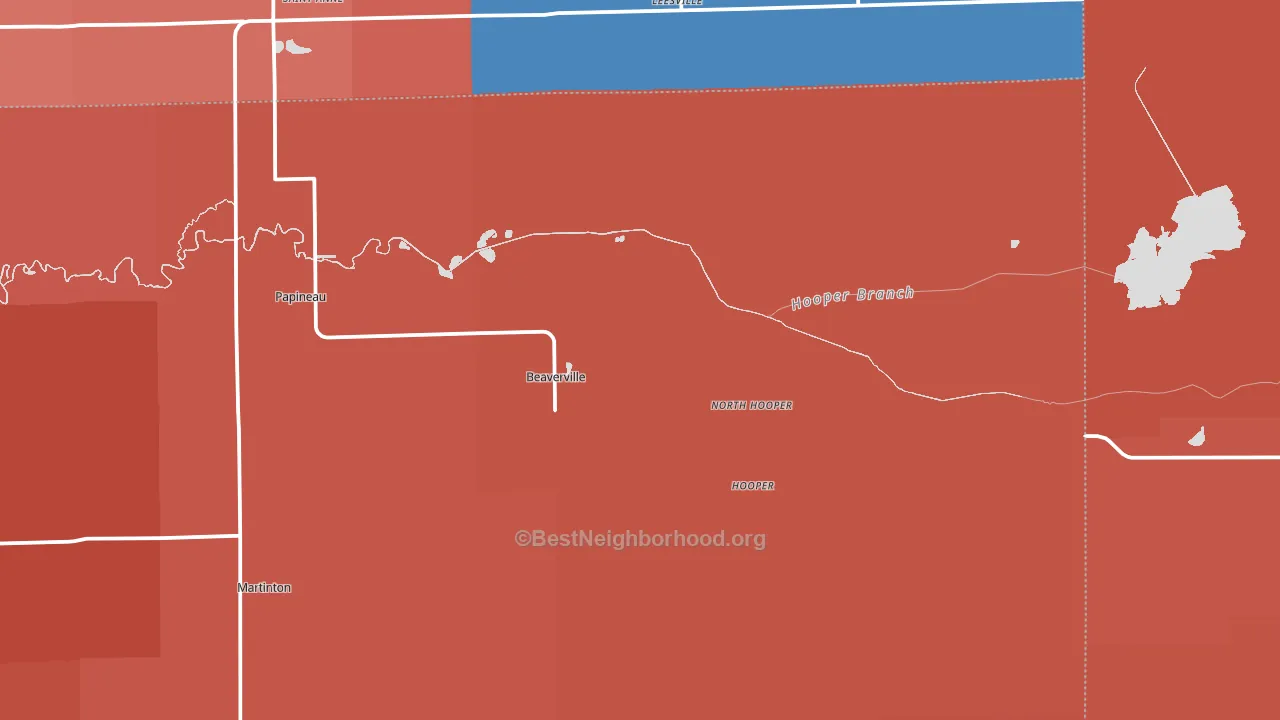 Beaverville, IL block-group political-lean map