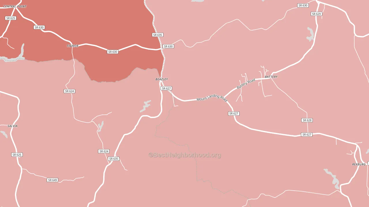 Beazley, VA block-group political-lean map