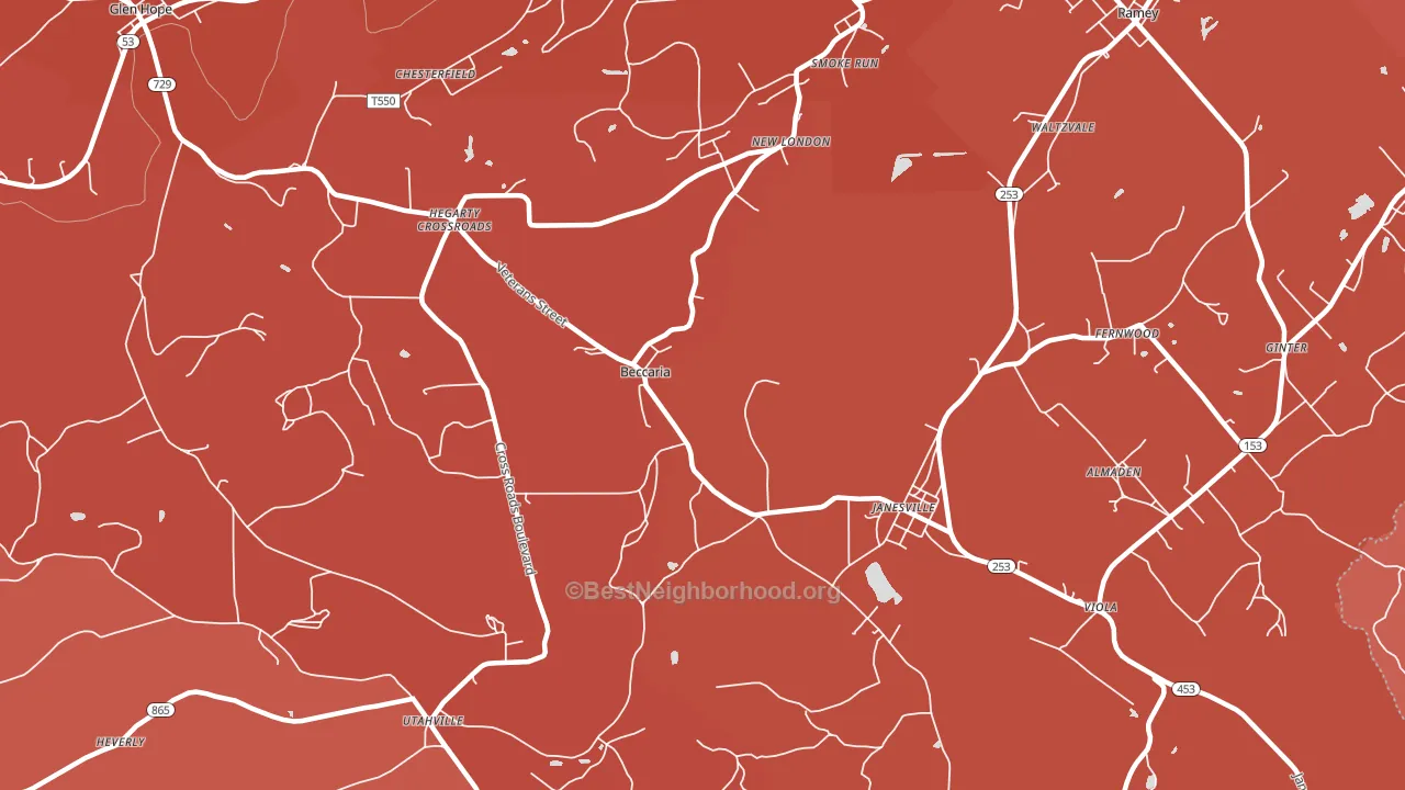 Beccaria, PA block-group political-lean map