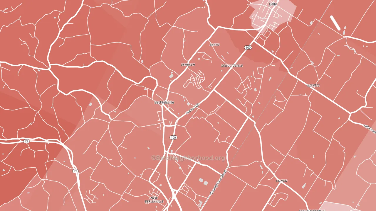 Bechtelsville, PA block-group political-lean map