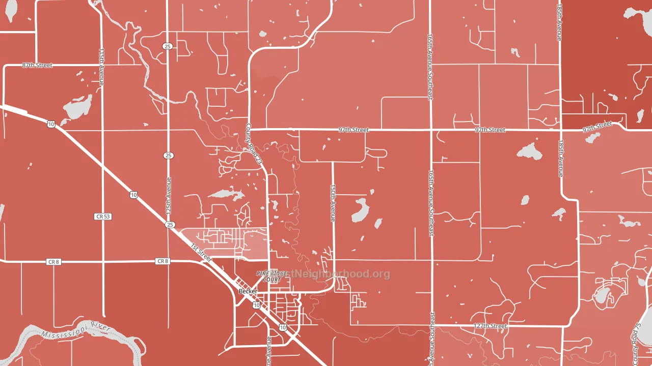 Becker, MN block-group political-lean map