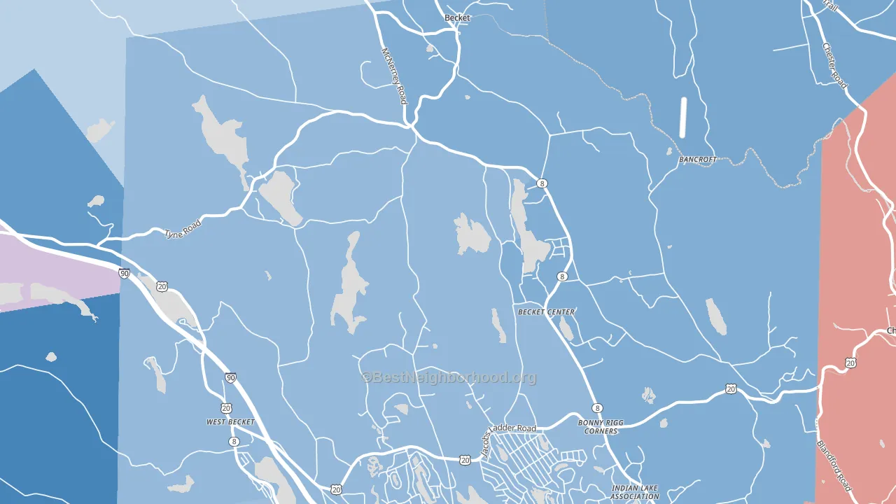 Becket, MA block-group political-lean map