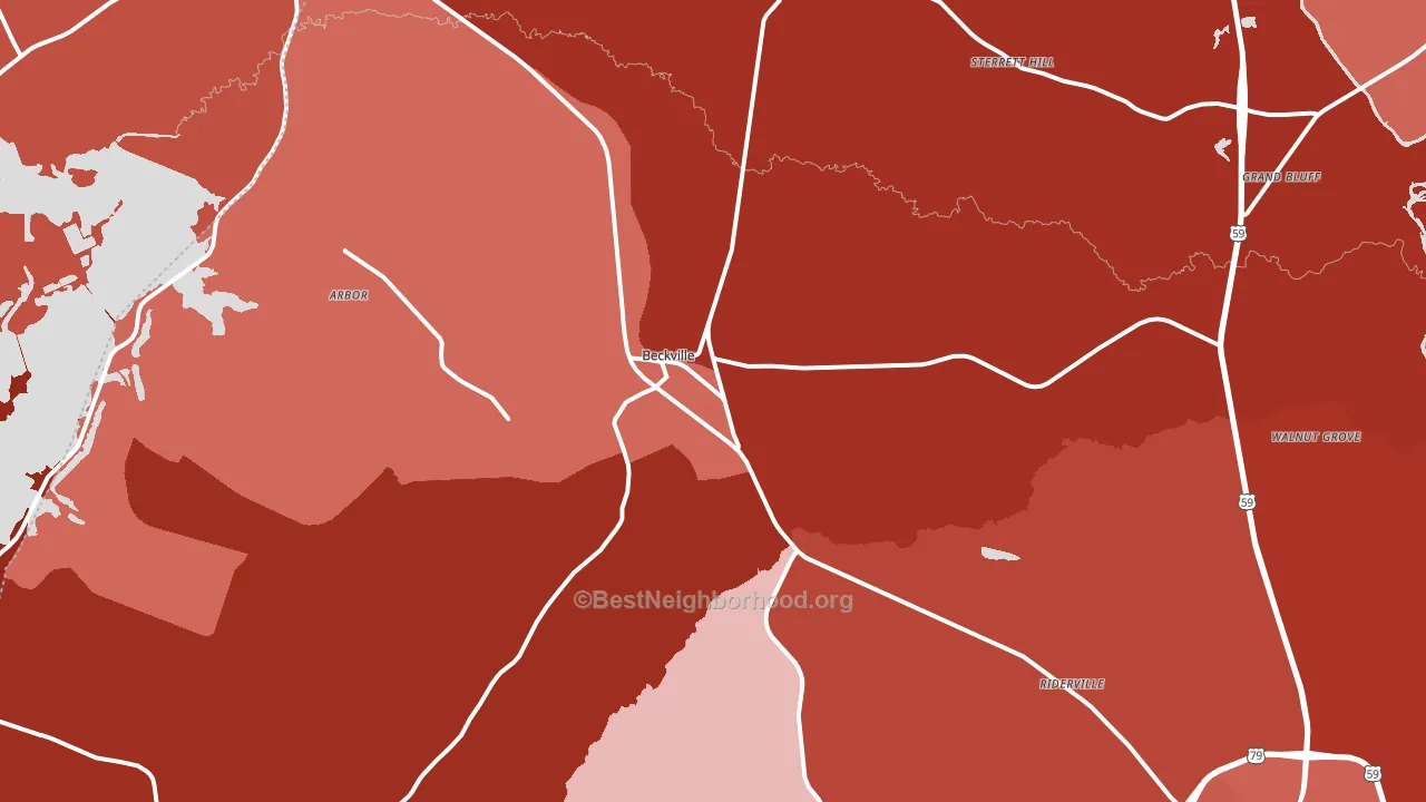 Beckville, TX block-group political-lean map