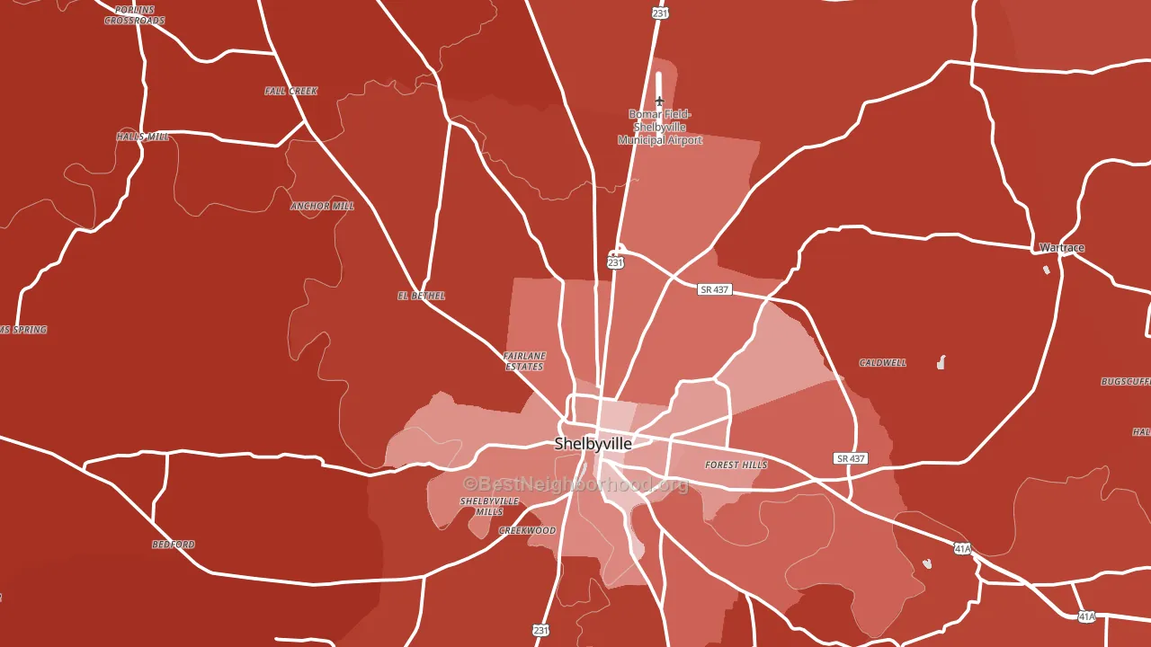 Bedford County, TN block-group political-lean map