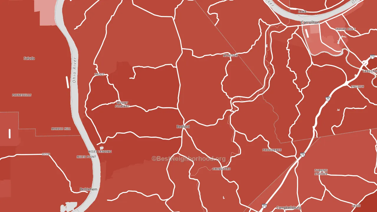 Bedford, KY block-group political-lean map