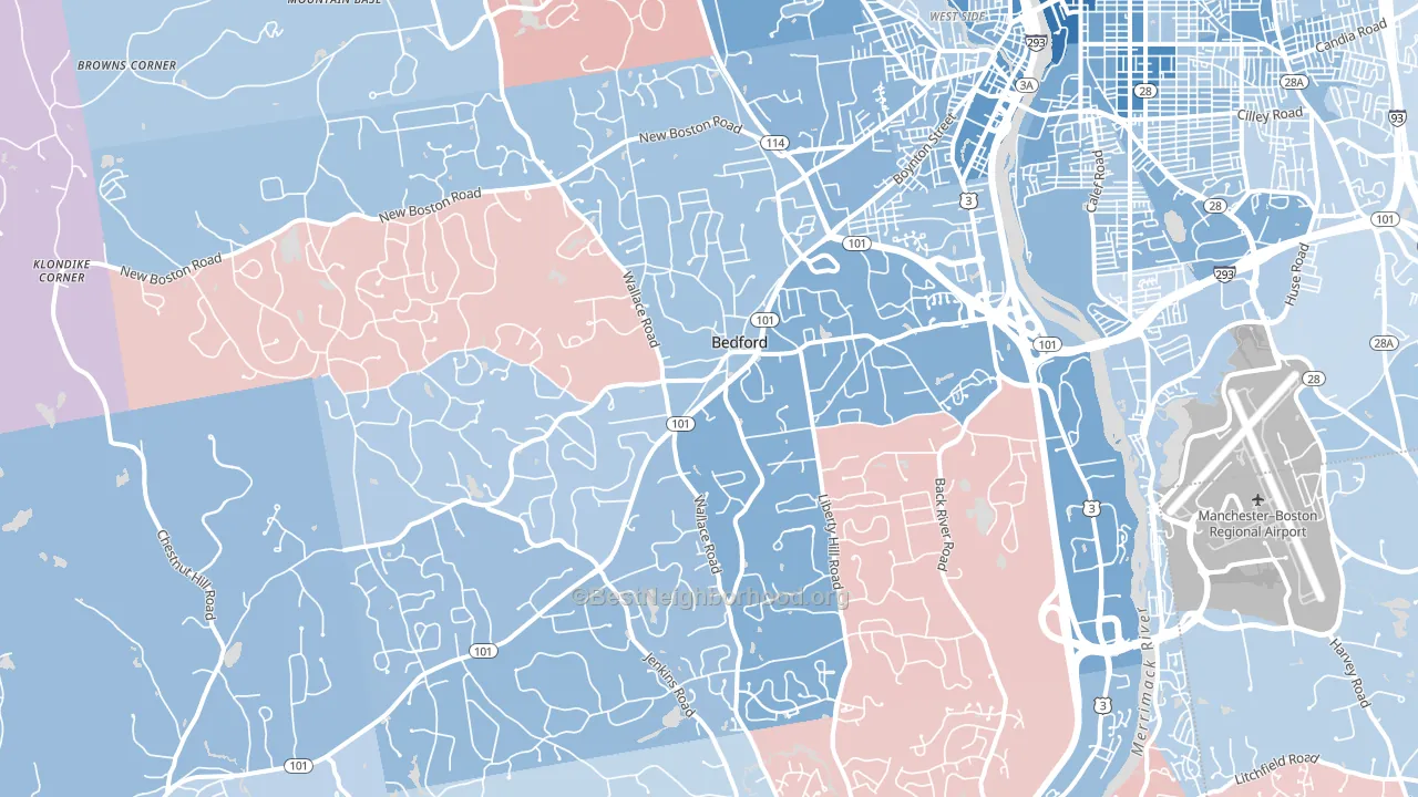 Bedford, NH block-group political-lean map