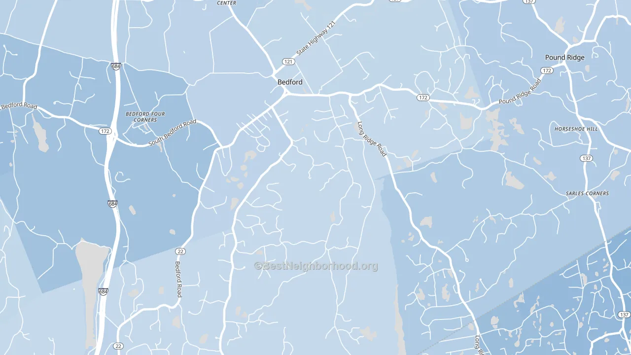 Bedford, NY block-group political-lean map