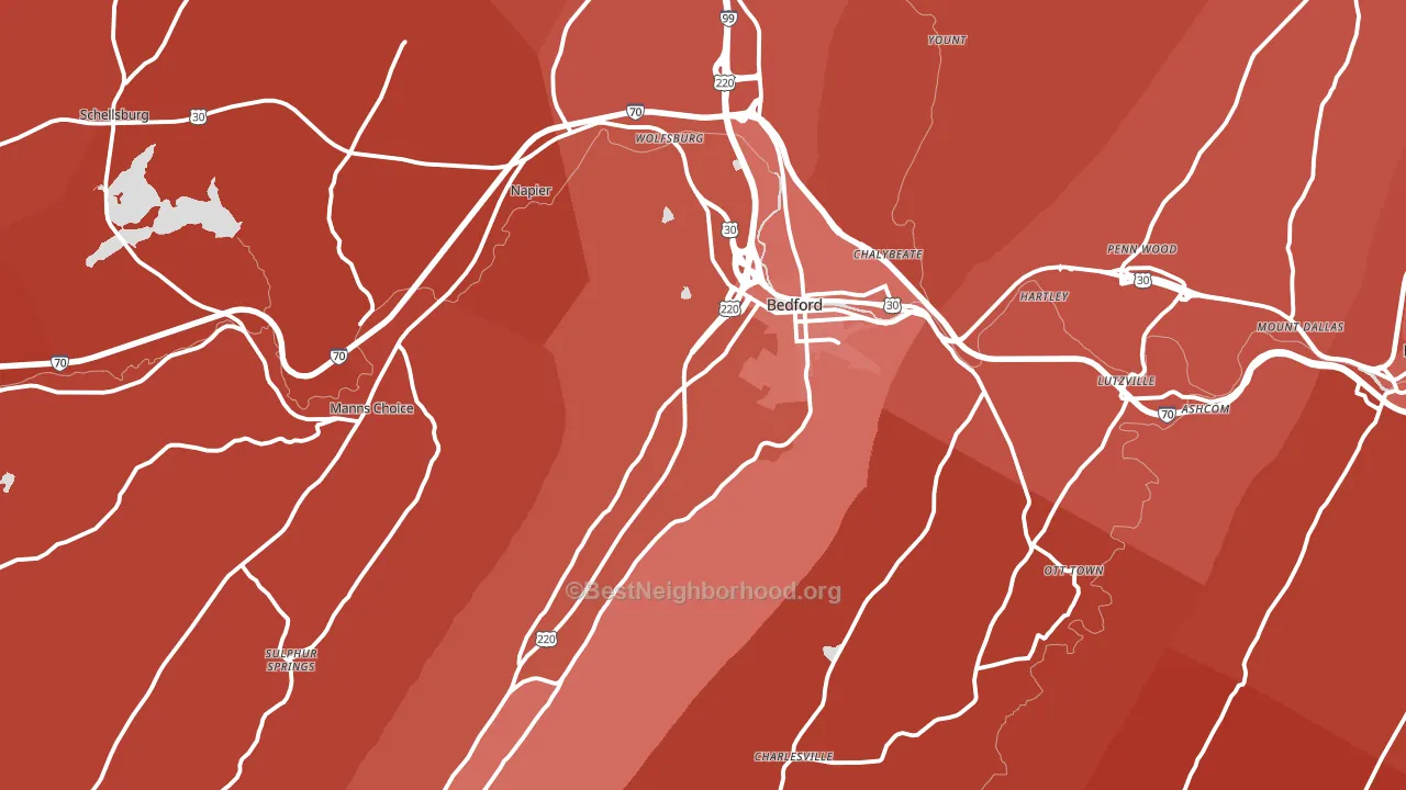 Bedford, PA block-group political-lean map