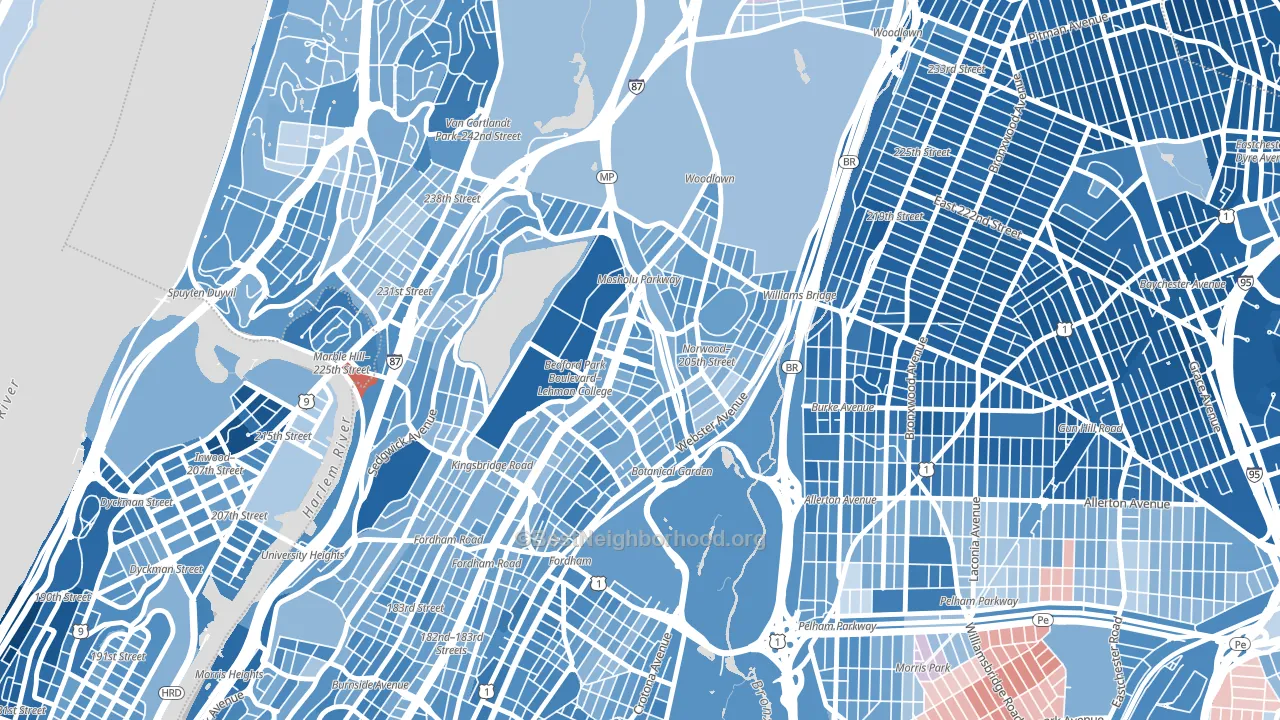 Bedford Park, Bronx, NY block-group political-lean map