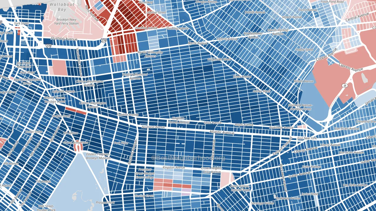 Bedford-Stuyvesant, Brooklyn, NY block-group political-lean map