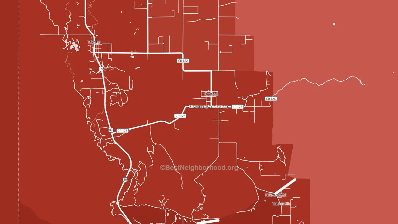 Bedford, WY block-group political-lean map