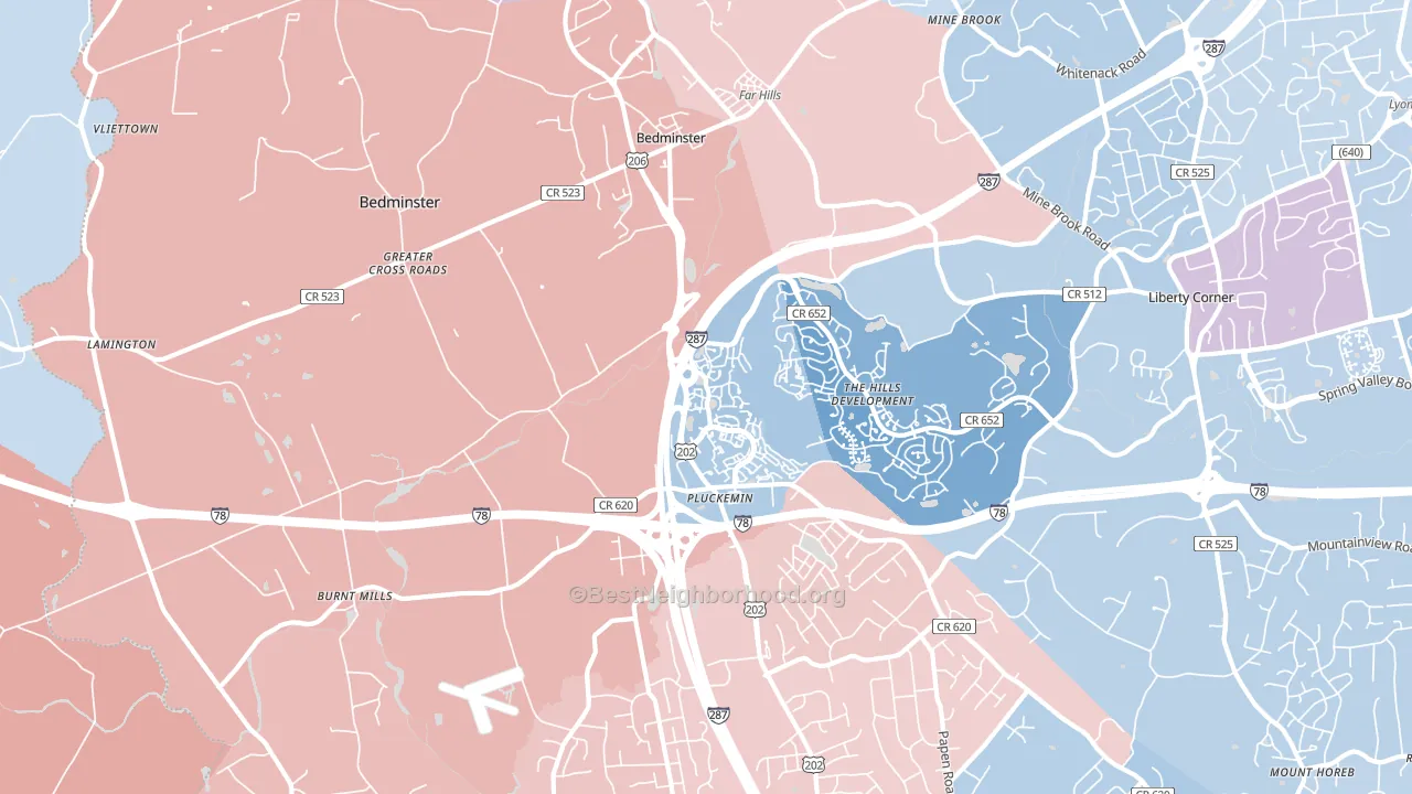 Bedminster, NJ block-group political-lean map