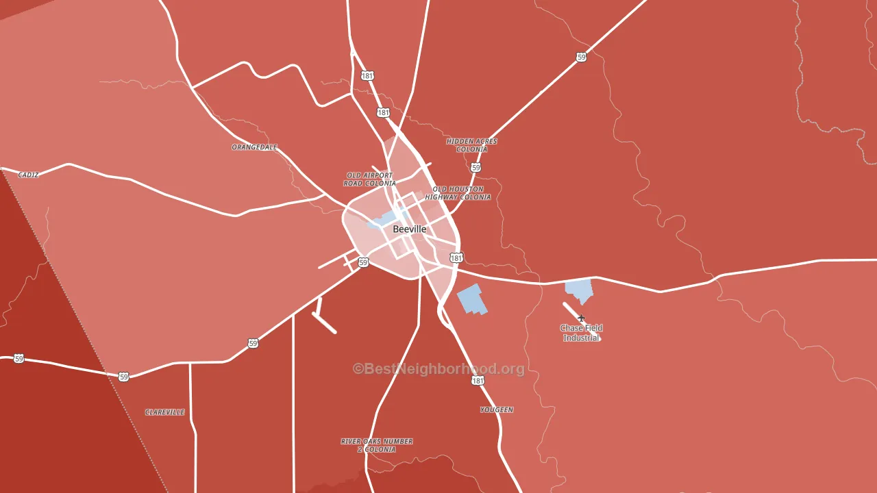 Bee County, TX block-group political-lean map