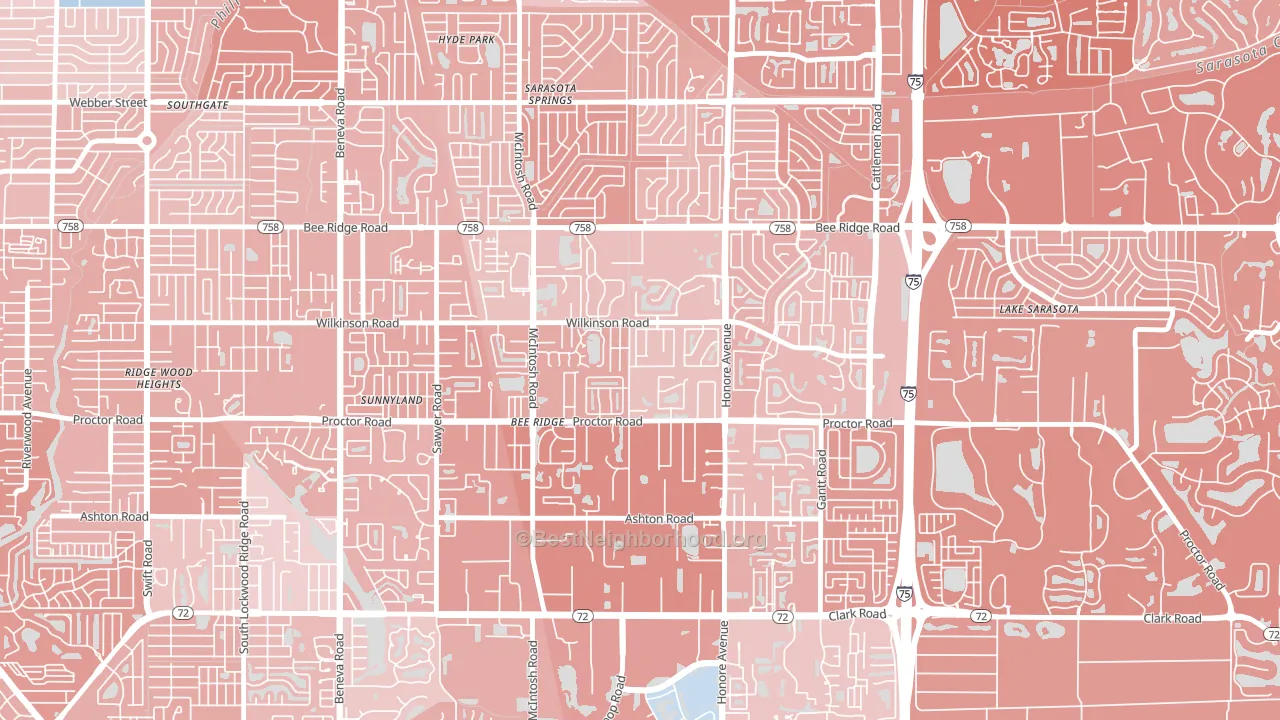 Bee Ridge, FL block-group political-lean map
