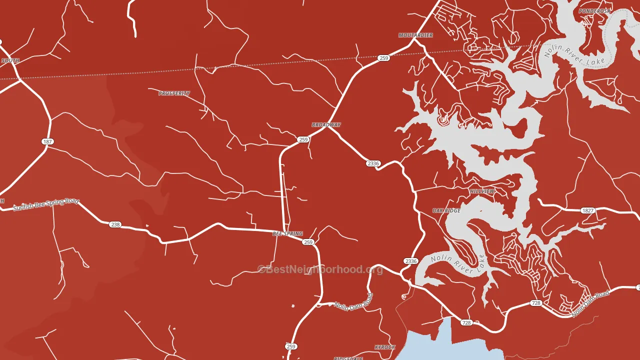 Bee Spring, KY block-group political-lean map