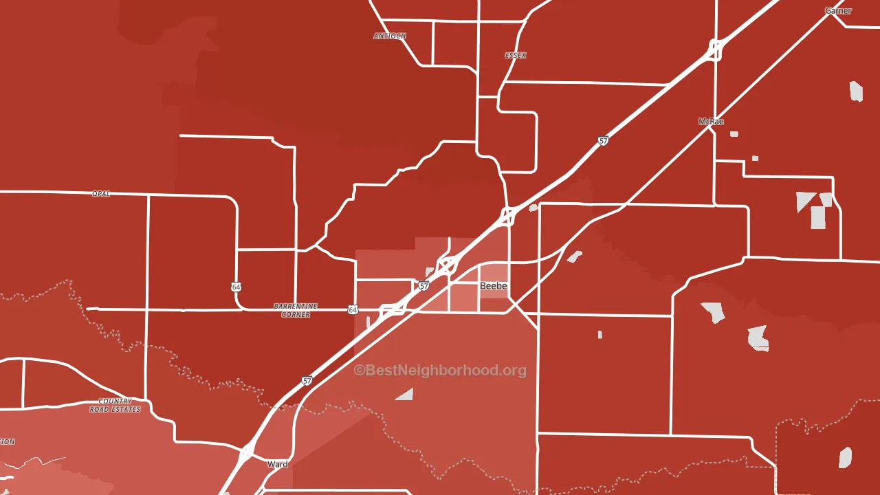 Beebe, AR block-group political-lean map