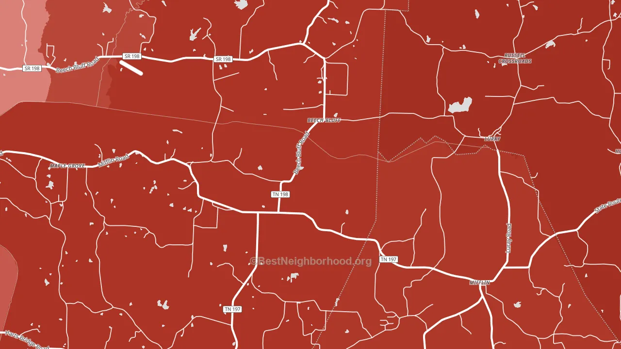 Beech Bluff, TN block-group political-lean map