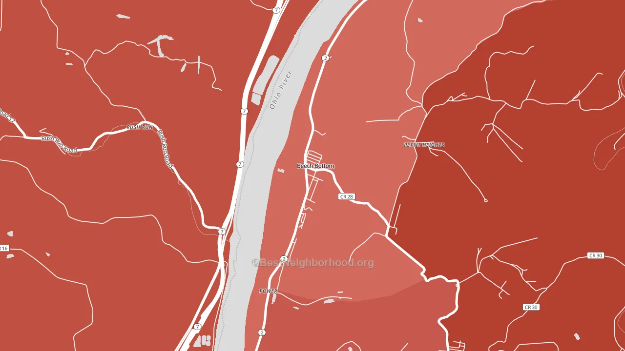 Beech Bottom, WV block-group political-lean map