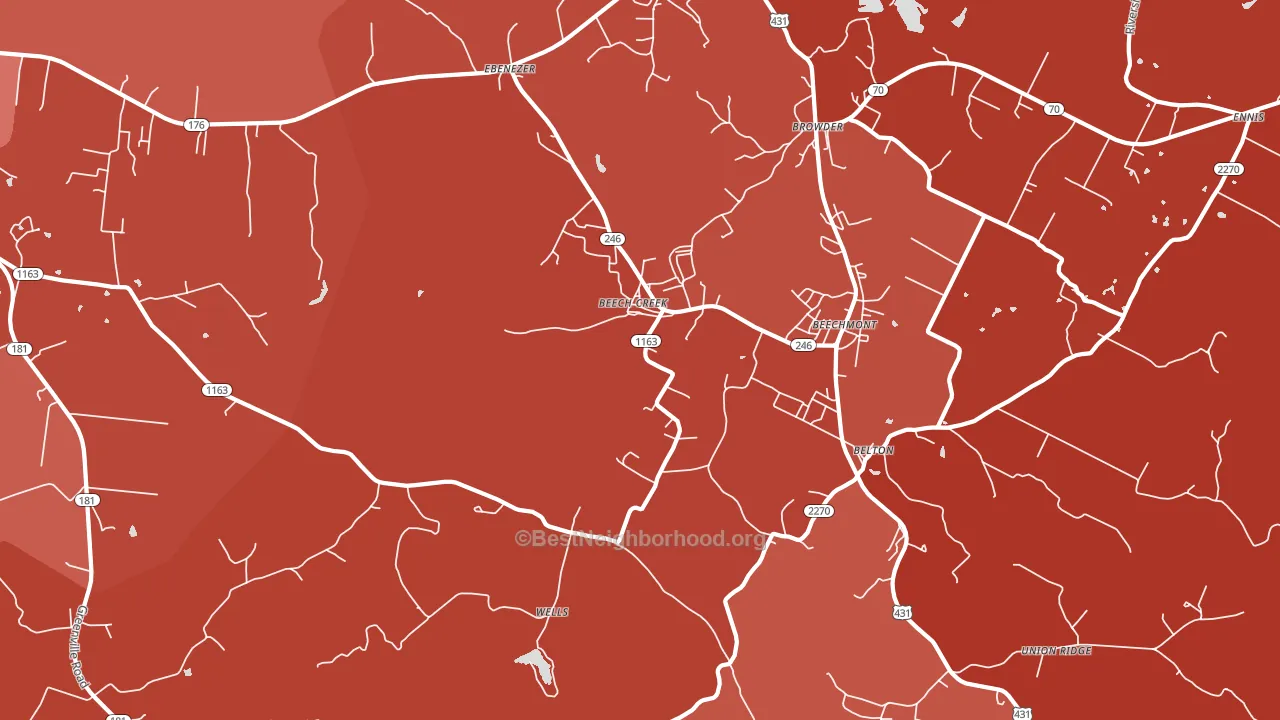 Beech Creek, KY block-group political-lean map