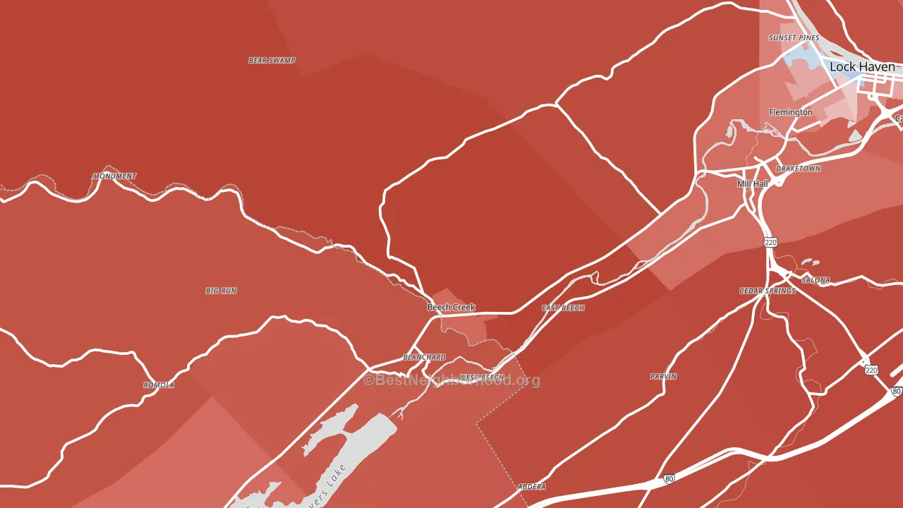 Beech Creek, PA block-group political-lean map