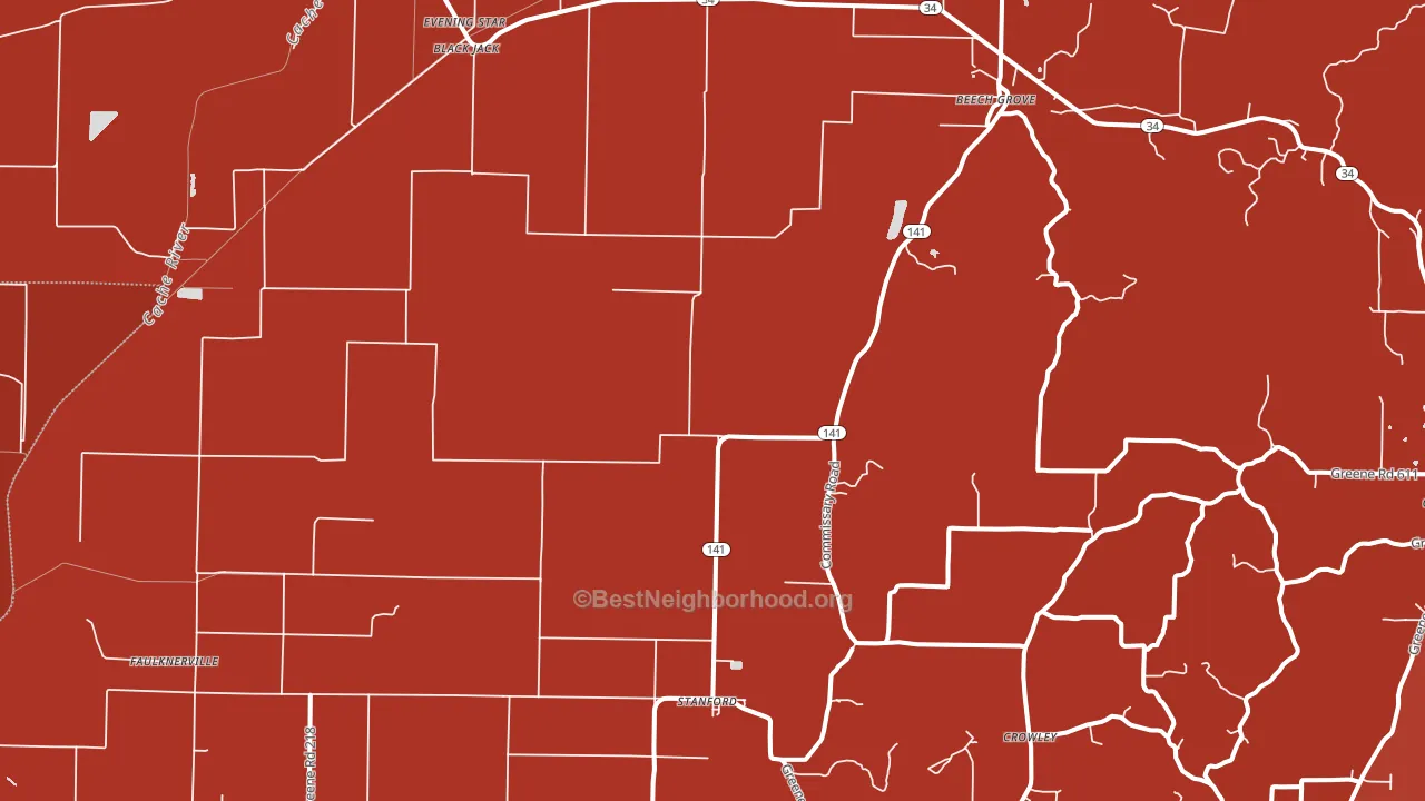 Beech Grove, AR block-group political-lean map