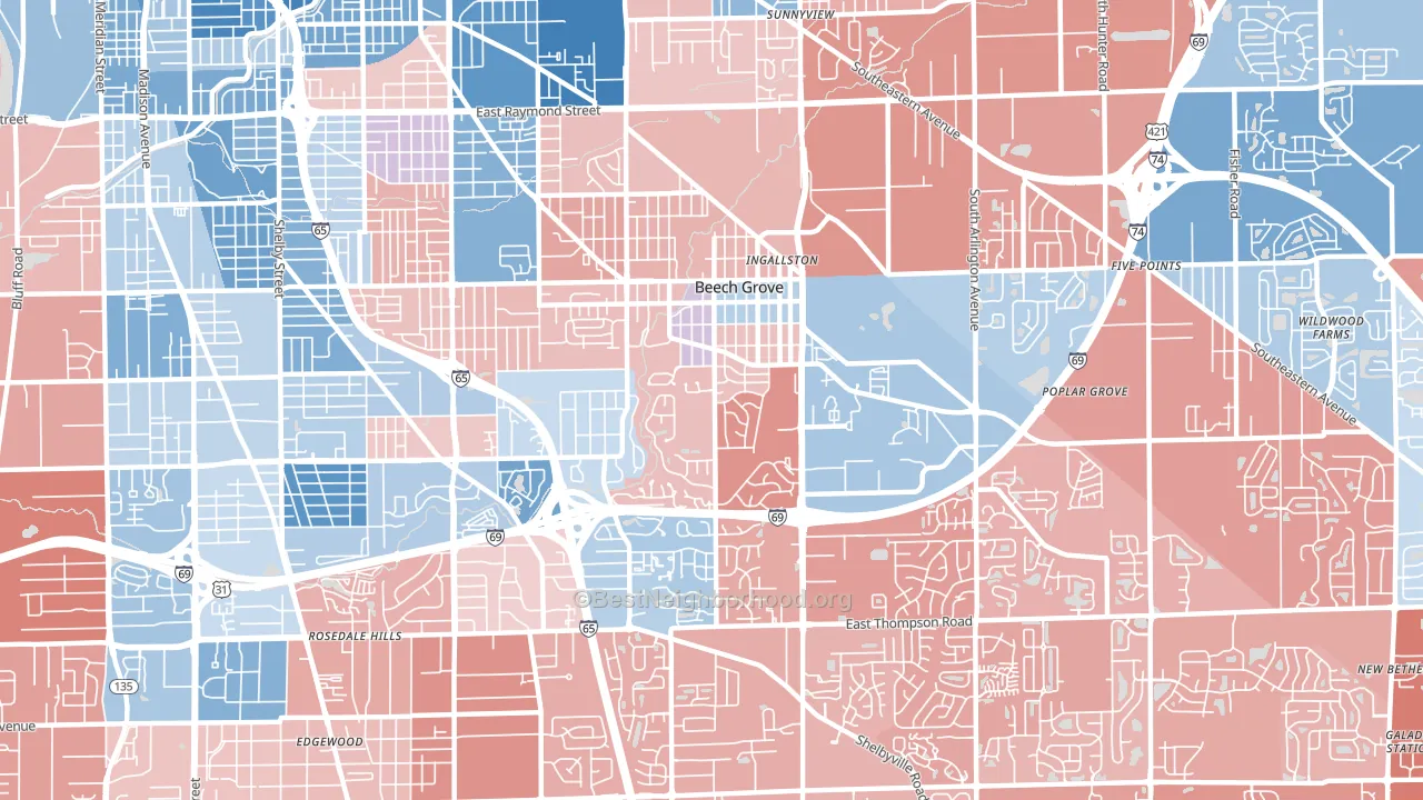 Beech Grove, IN block-group political-lean map