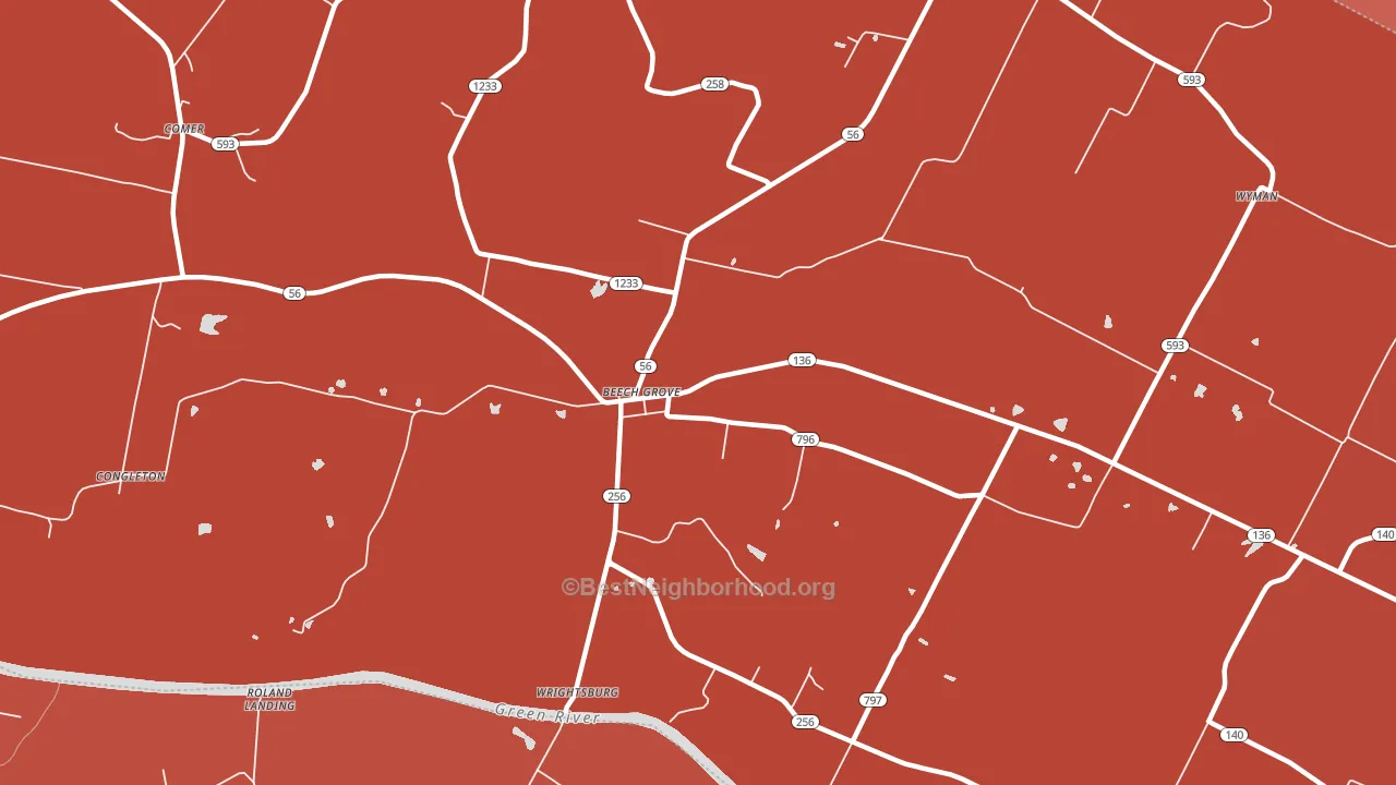 Beech Grove, KY block-group political-lean map