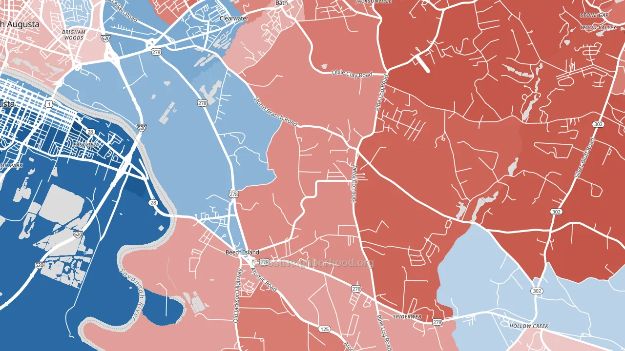 Beech Island, SC block-group political-lean map