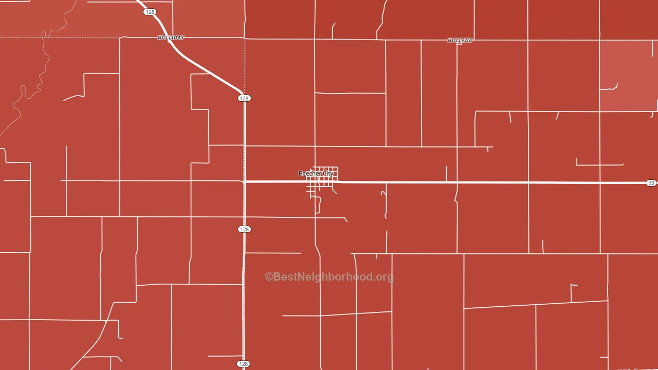 Beecher City, IL block-group political-lean map