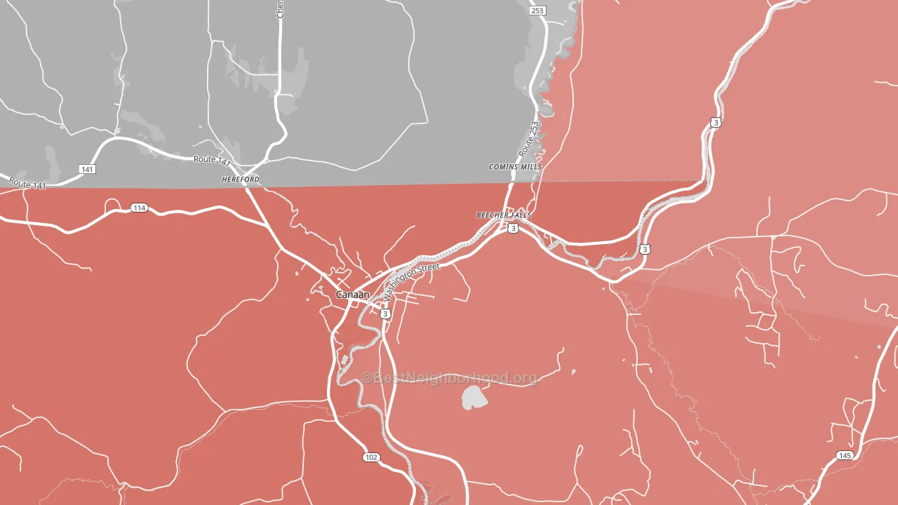 Beecher Falls, VT block-group political-lean map