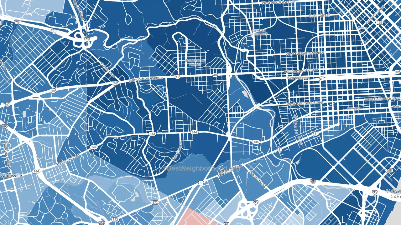 Beechfielf-Irvington Area, Baltimore, MD block-group political-lean map