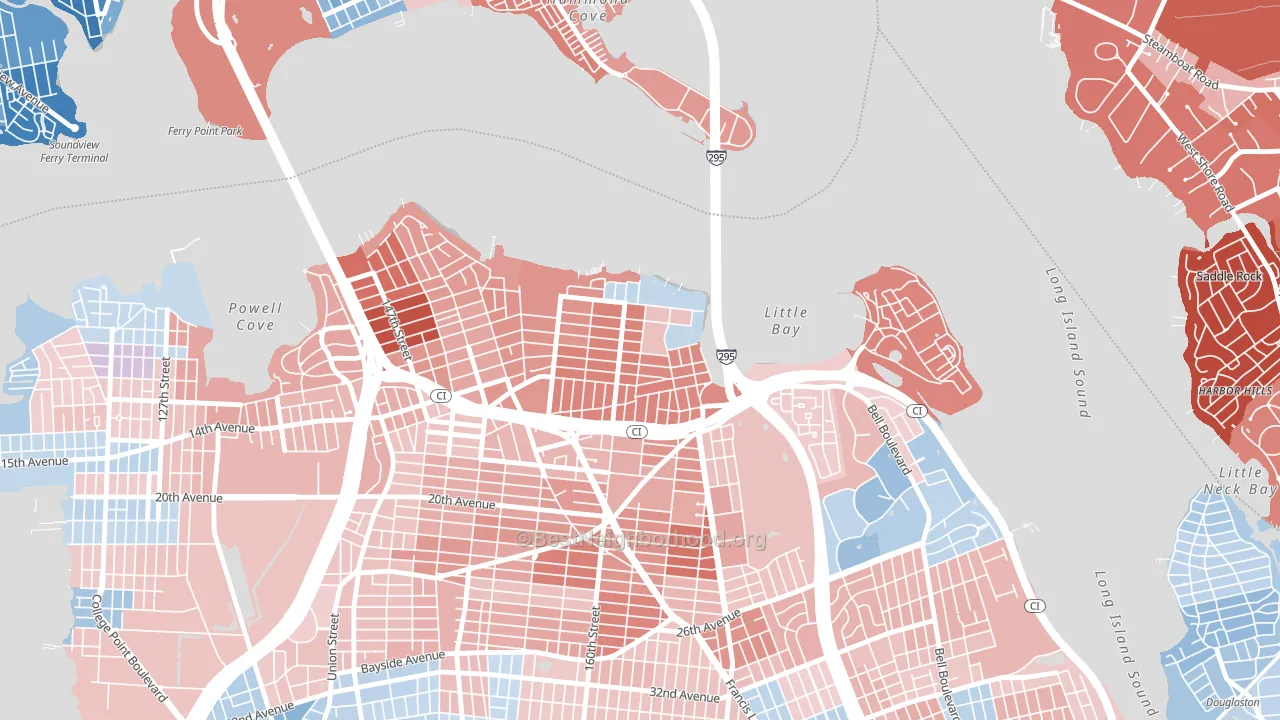 Beechhurst, Queens, NY block-group political-lean map