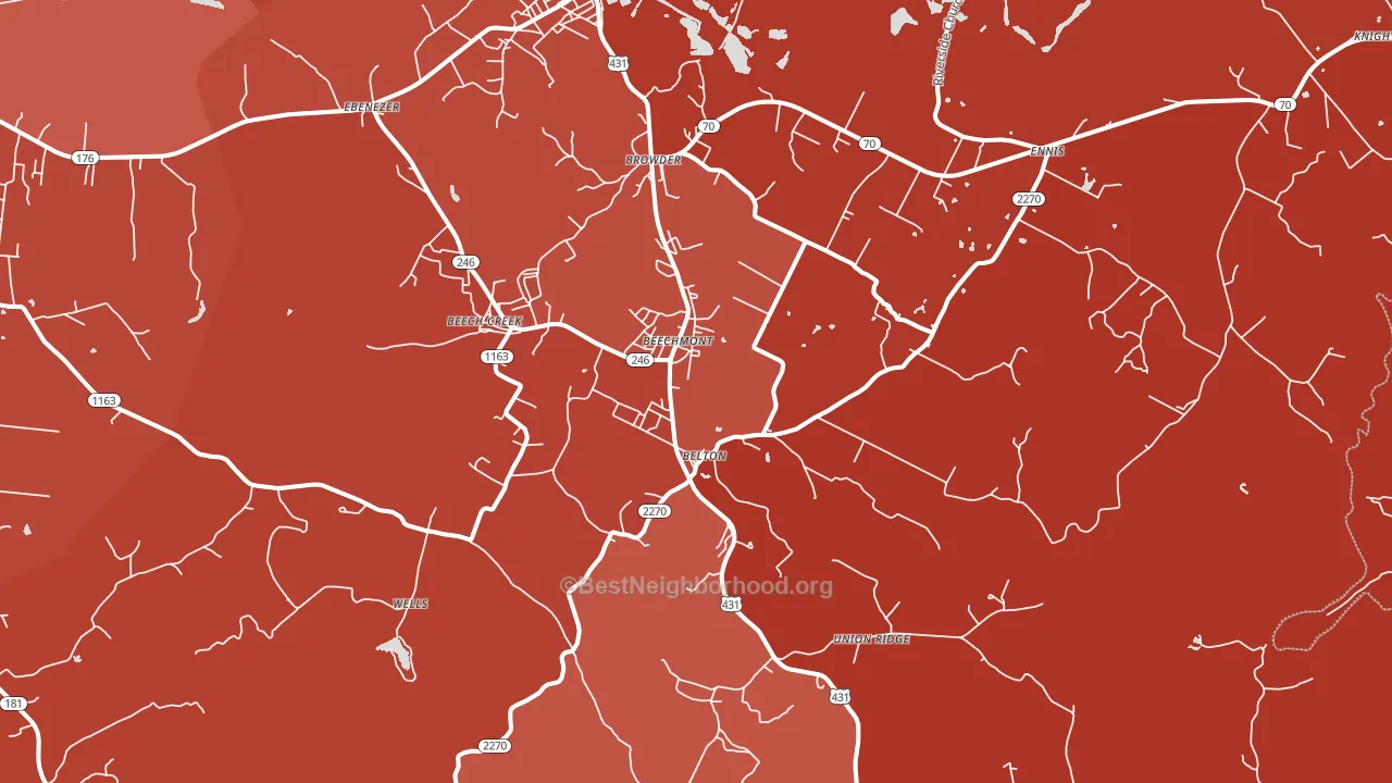 Beechmont, KY block-group political-lean map