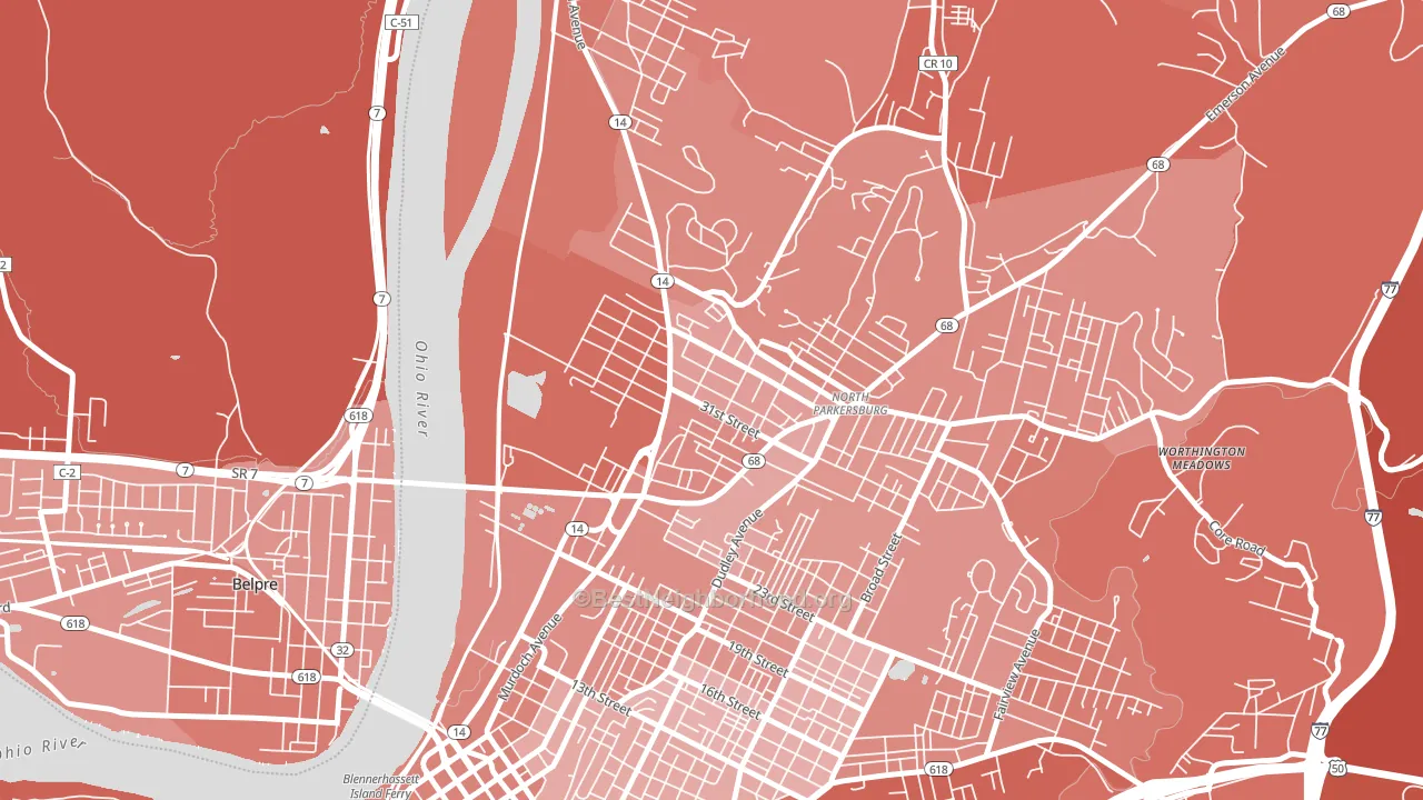 Beechwood, Parkersburg, WV block-group political-lean map