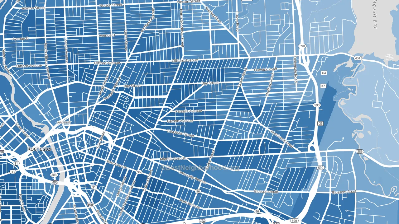 Beechwood, Rochester, NY block-group political-lean map