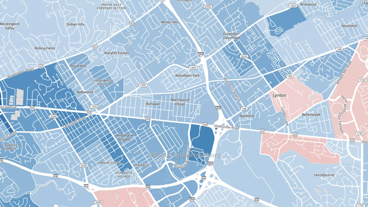Beechwood Village, KY block-group political-lean map