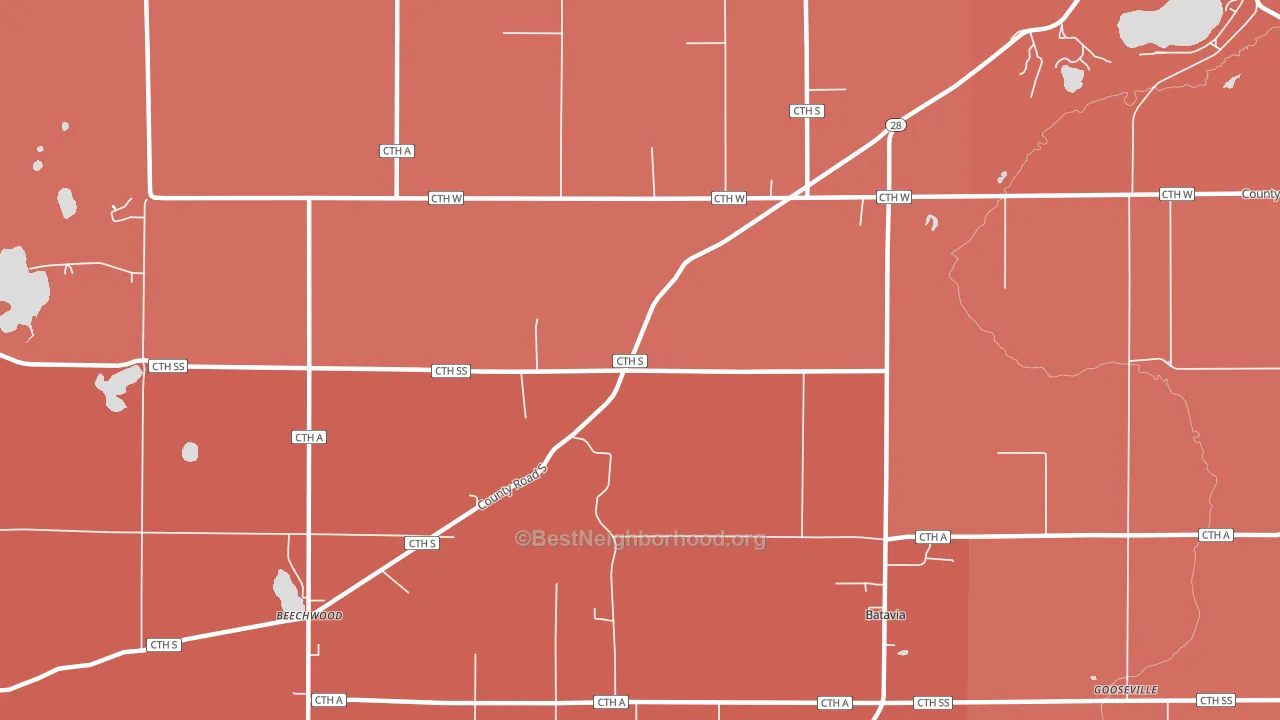 Beechwood, WI block-group political-lean map