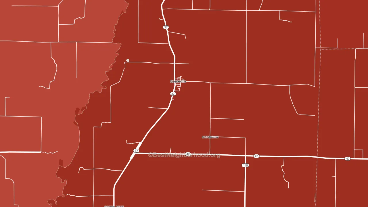 Beedeville, AR block-group political-lean map