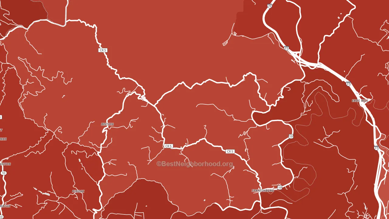 Beeson, WV block-group political-lean map