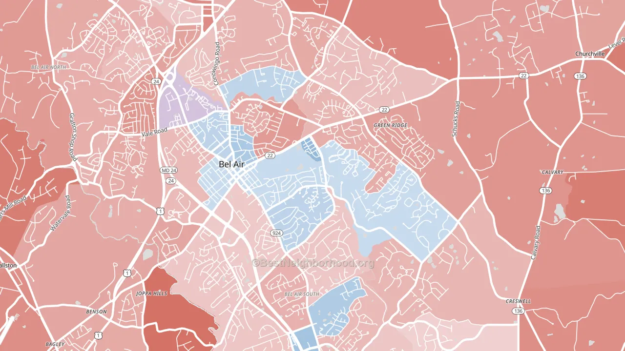 Bel Air, MD block-group political-lean map