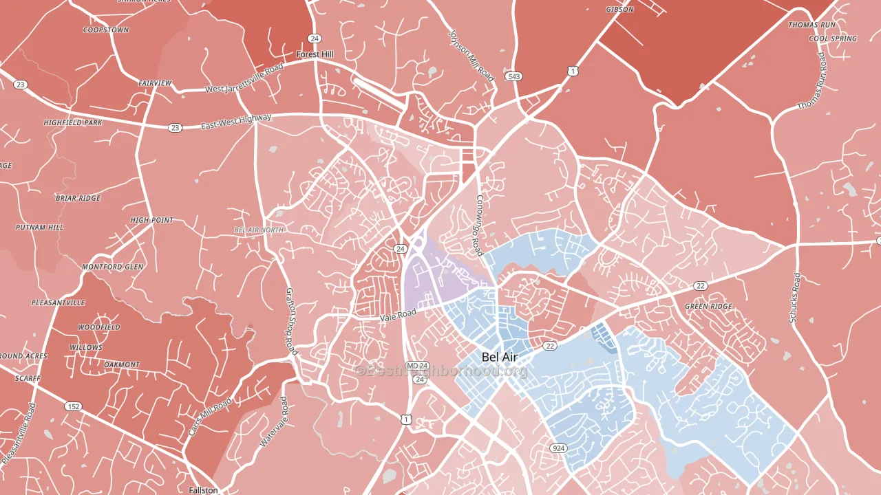Bel Air North, MD block-group political-lean map