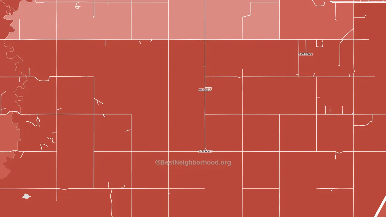 Beland, OK block-group political-lean map