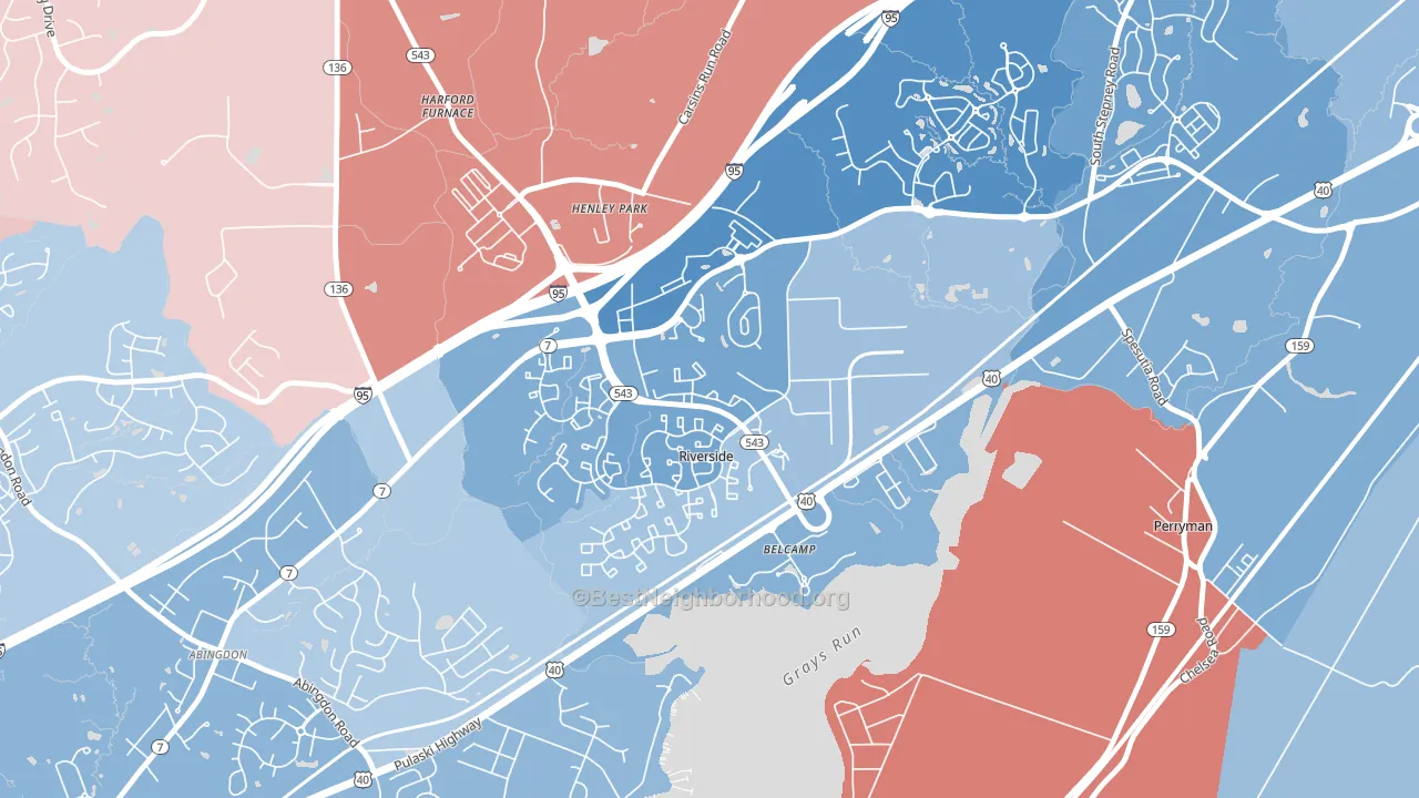 Belcamp, MD block-group political-lean map