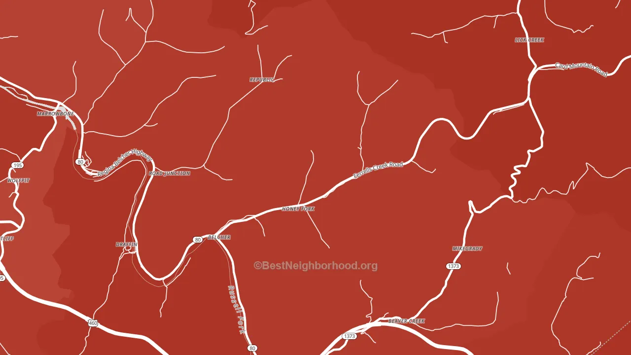 Belcher, KY block-group political-lean map