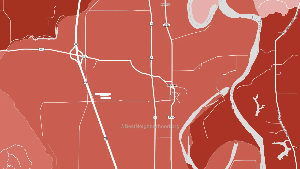 Belcher, LA block-group political-lean map