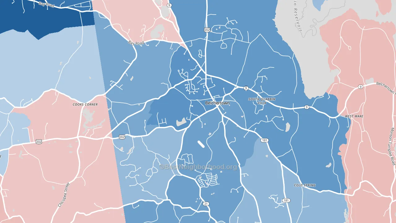 Belchertown, MA block-group political-lean map